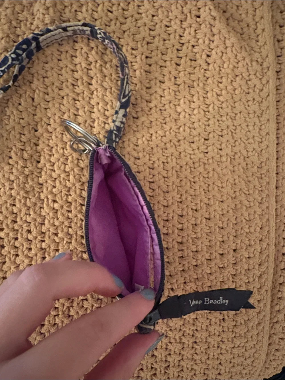 Vera Bradley Purple Floral Lanyard ID Holder with Pink Window